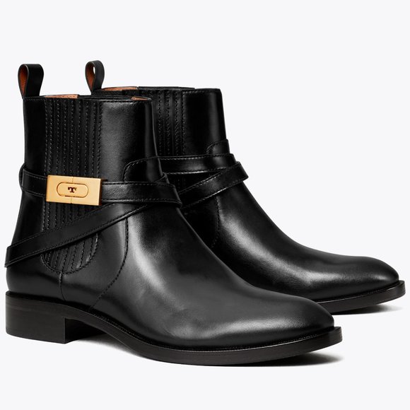 Tory Burch T-HARDWARE CHELSEA BOOT Black 9 9.5 10 Booties - Picture 1 of 6